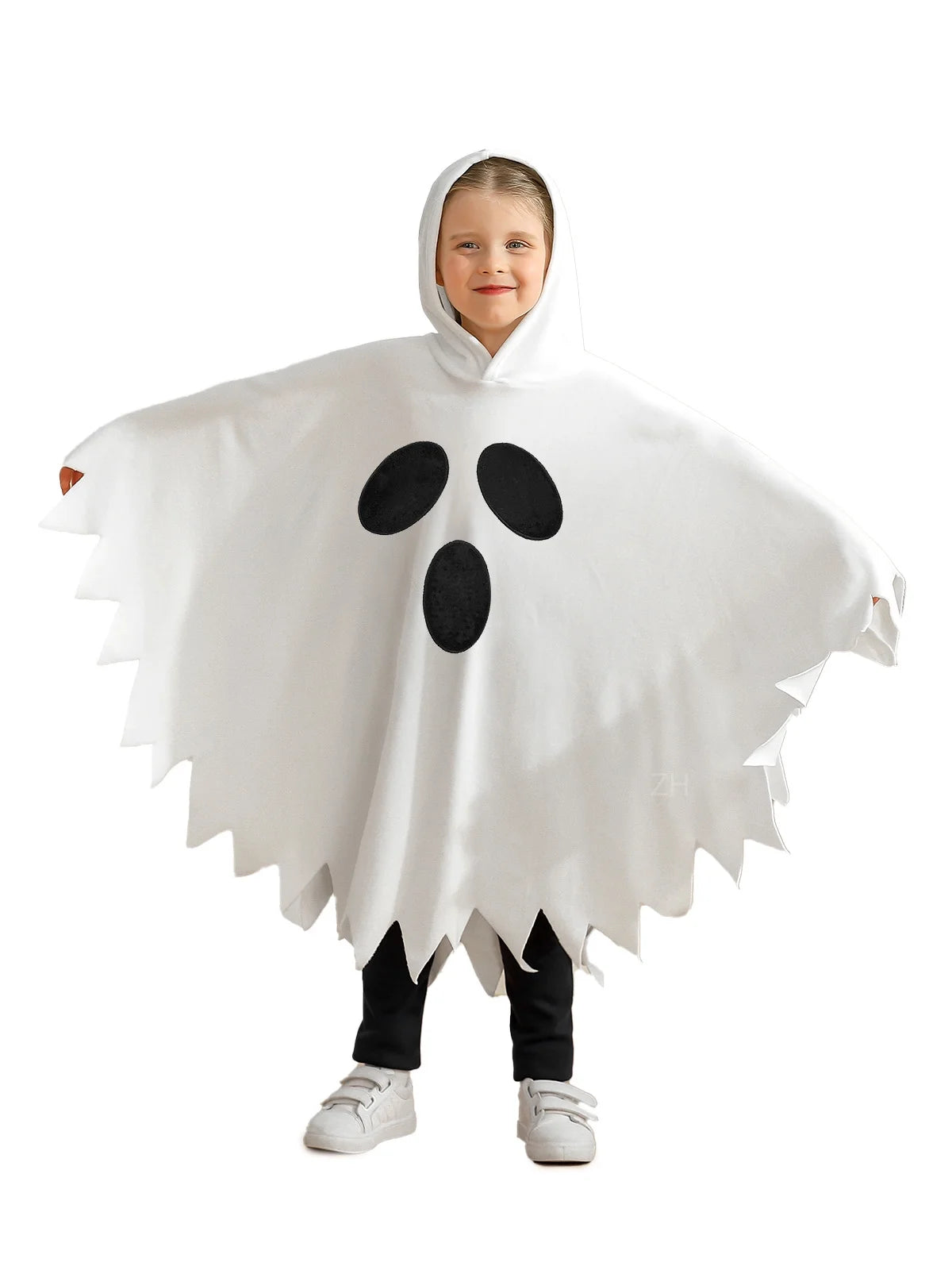 1-6T Toddler Girls Boys Halloween Costumes Ghost Face Cloak,  Kids Halloween White Cape with Hat Outfits